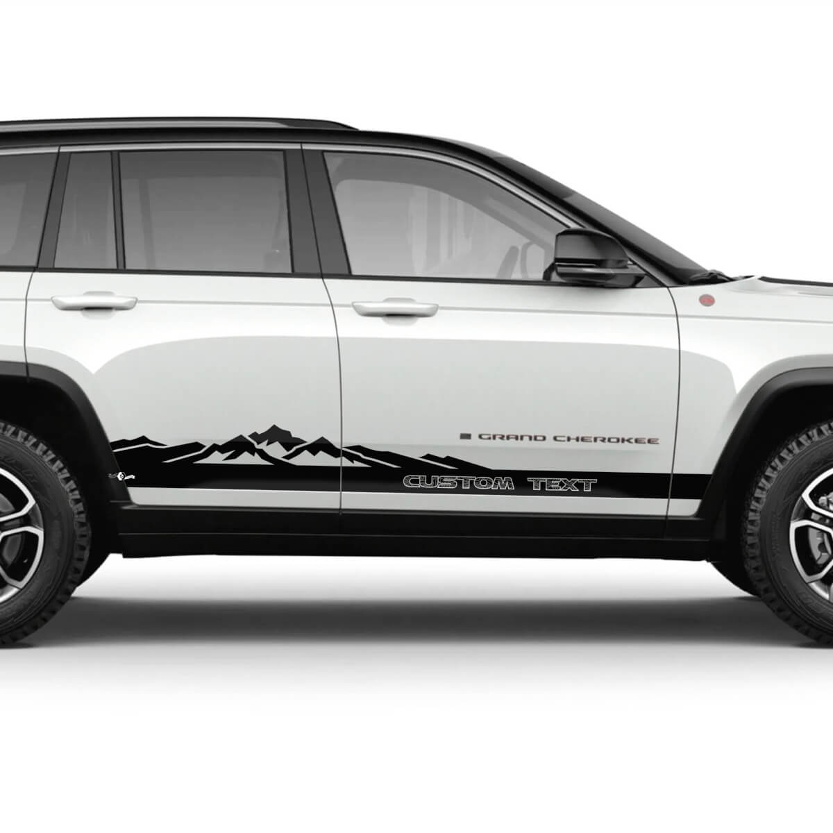 Pair Jeep Grand Cherokee SRT TrackHawk or Trailhawk Side Rocker Panel Mountain Topographic Map Logo Vinyl Sticker Decal Graphic
