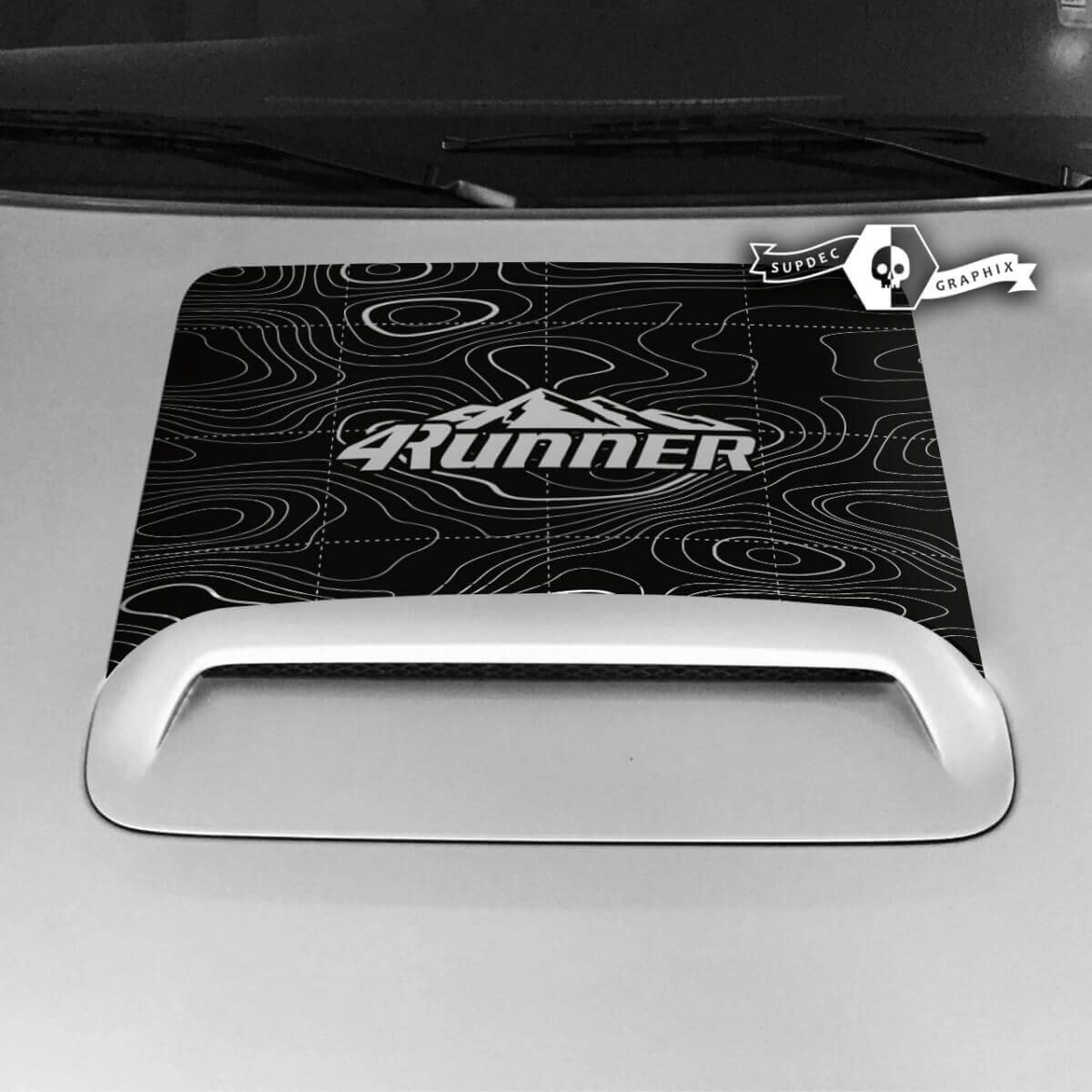 Topographic Map Hood Scoop Vinyl Decal for Toyota 4Runner TRD Off Road 2020-2023