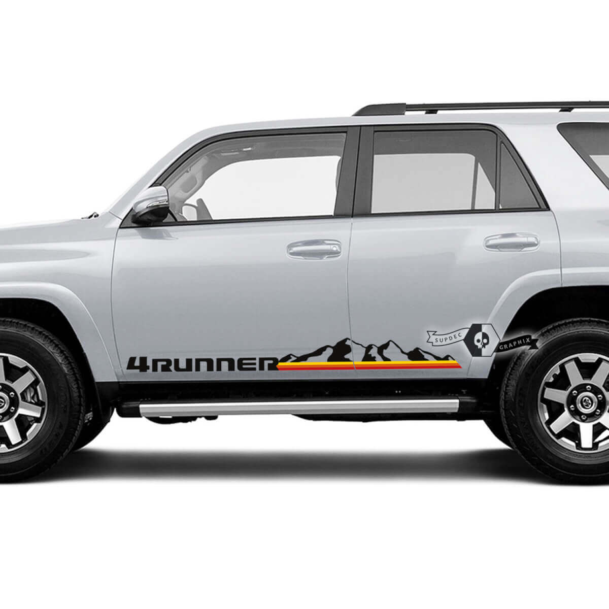 Mountains & Retro Stripes Side Door Vinyl Decal Sticker for Toyota 4Runner 2009-2024