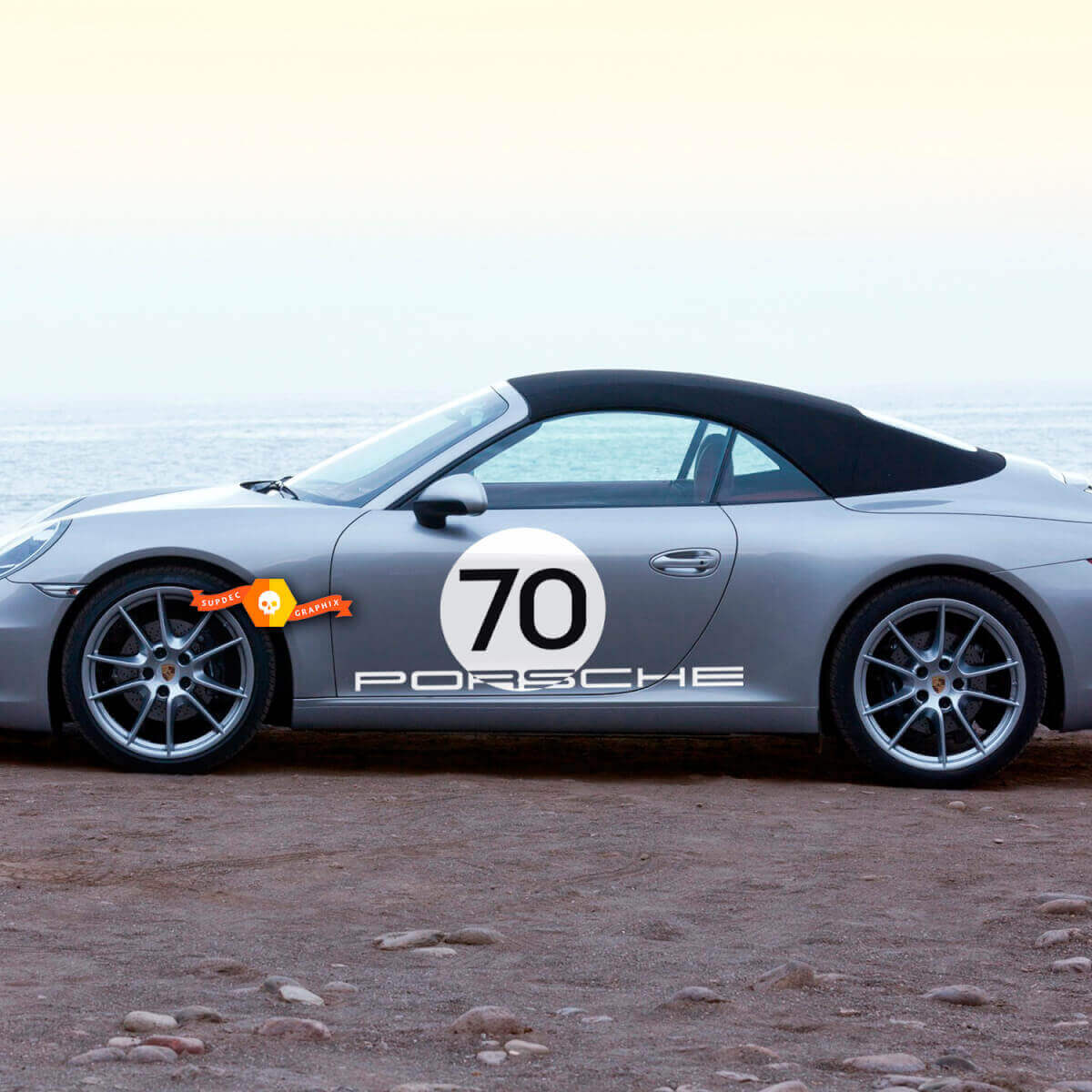 Heritage Style Roundel Side Door Vinyl Decal Kit for Porsche 911 Speedster 