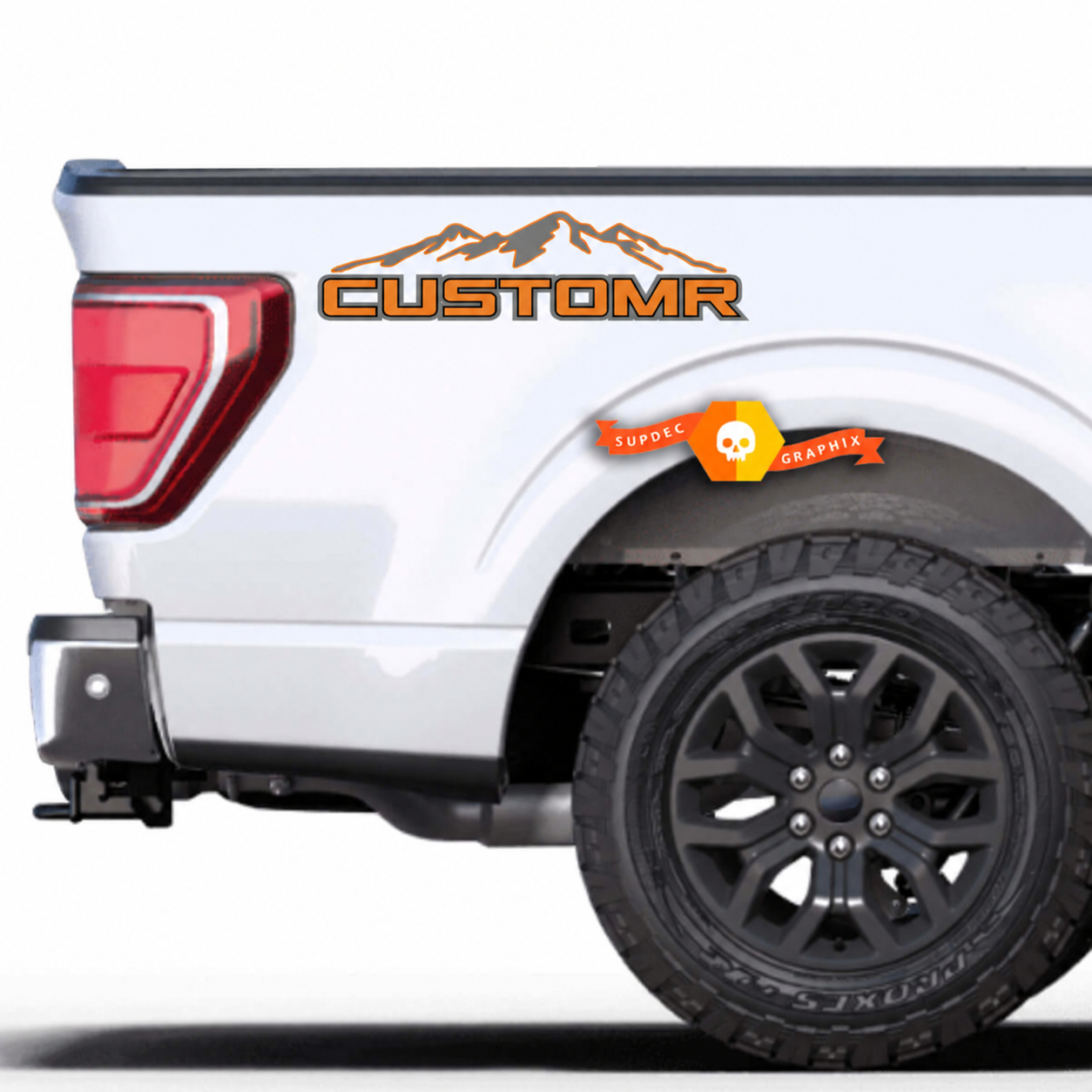 CUSTOMR Filled Mountain Lettering Pair Bedside Vinyl Decal Sticker for Ford F-150