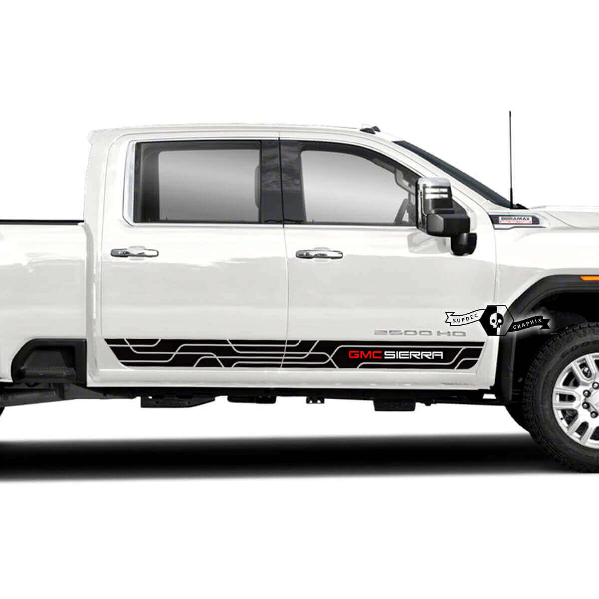  Branded Door Side Stripes Vinyl Decal Kit for GMC Sierra 2500HD