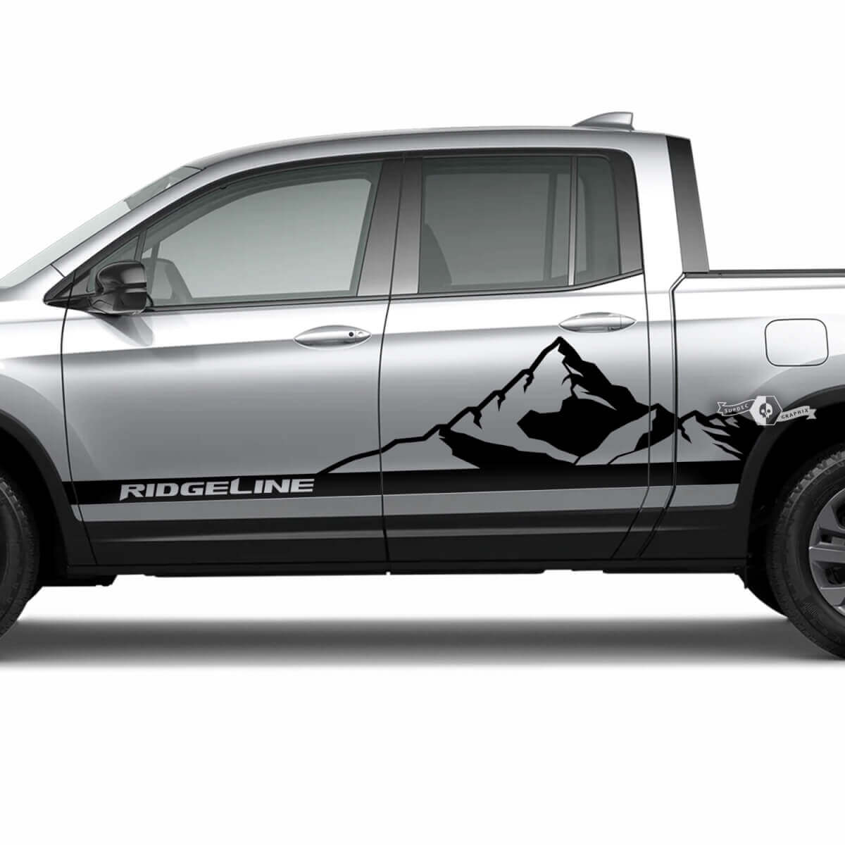 Pair 2023 Honda Ridgeline Mountains Vinyl Body Doors Decal Sticker Graphics

