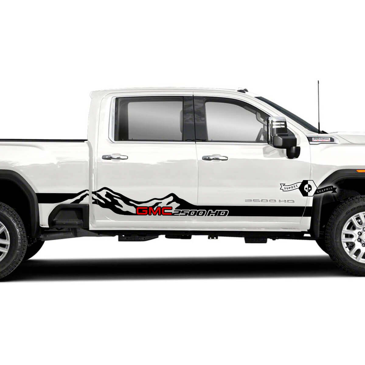 Pair GMC Sierra 2500HD 2022 Side Logo Mountain Doors Vinyl Stripes Sticker Decal for GMC Sierra Panel Graphics 2 Colors
