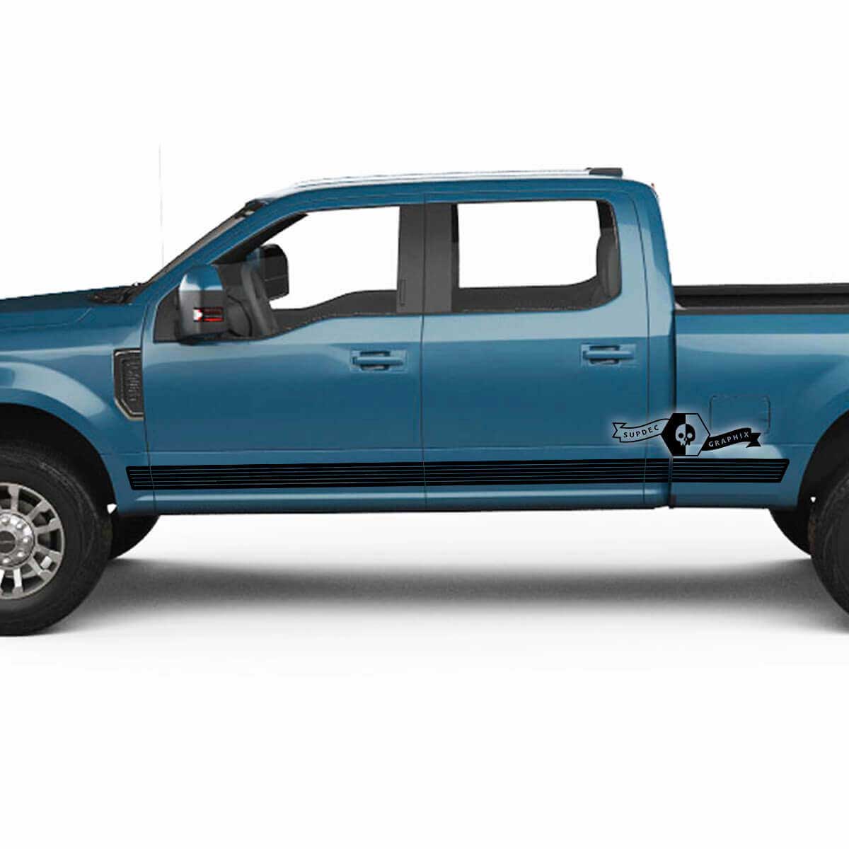 Pair Musclecar Super Duty 2023 Rocker Panel Lines Logo Body Doors Decals Side Stickers Graphics Vinyl Stripes
