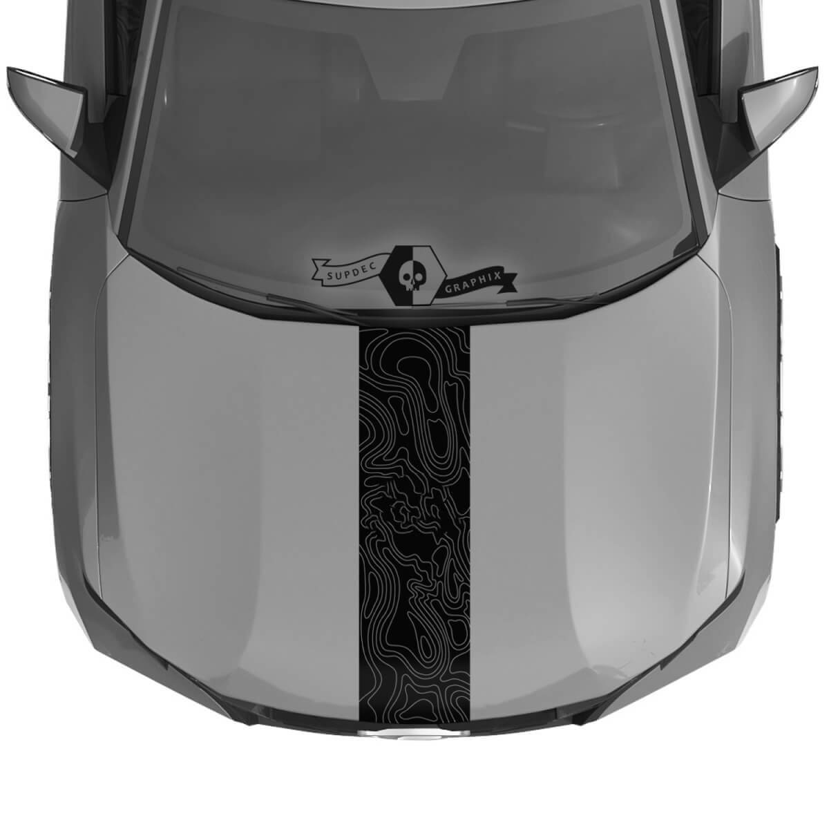 Hood Topographic Map Topo Lines Vinyl Stickers Decal Graphic fit to Hyundai Santa Cruz
