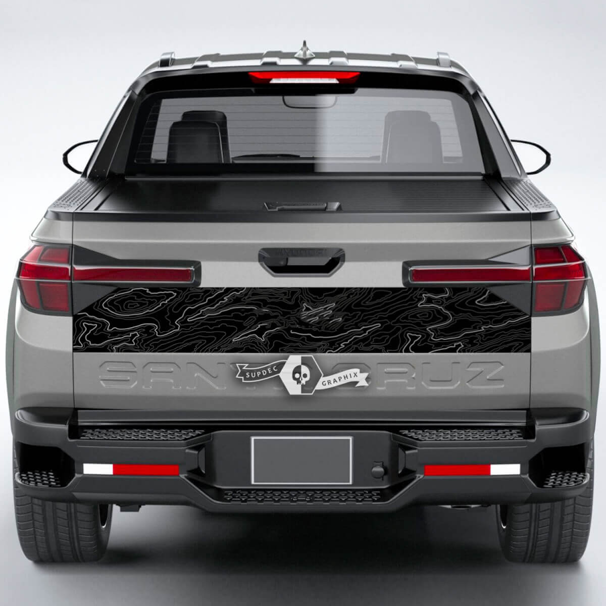 Rear Lines Topographic Map Topo Vinyl Tailgate Decal Sticker Graphics fit to Hyundai Santa Cruz 2023
