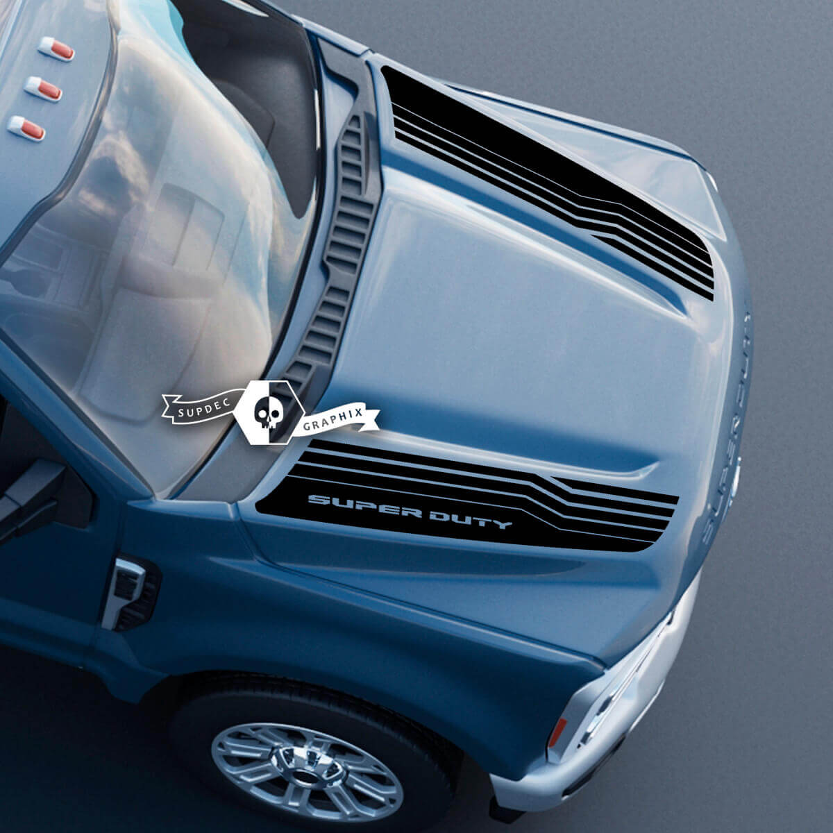 Hood Musclecar Super Duty 2023 Up Lines Dual Logo Decals Stickers Graphics Vinyl
