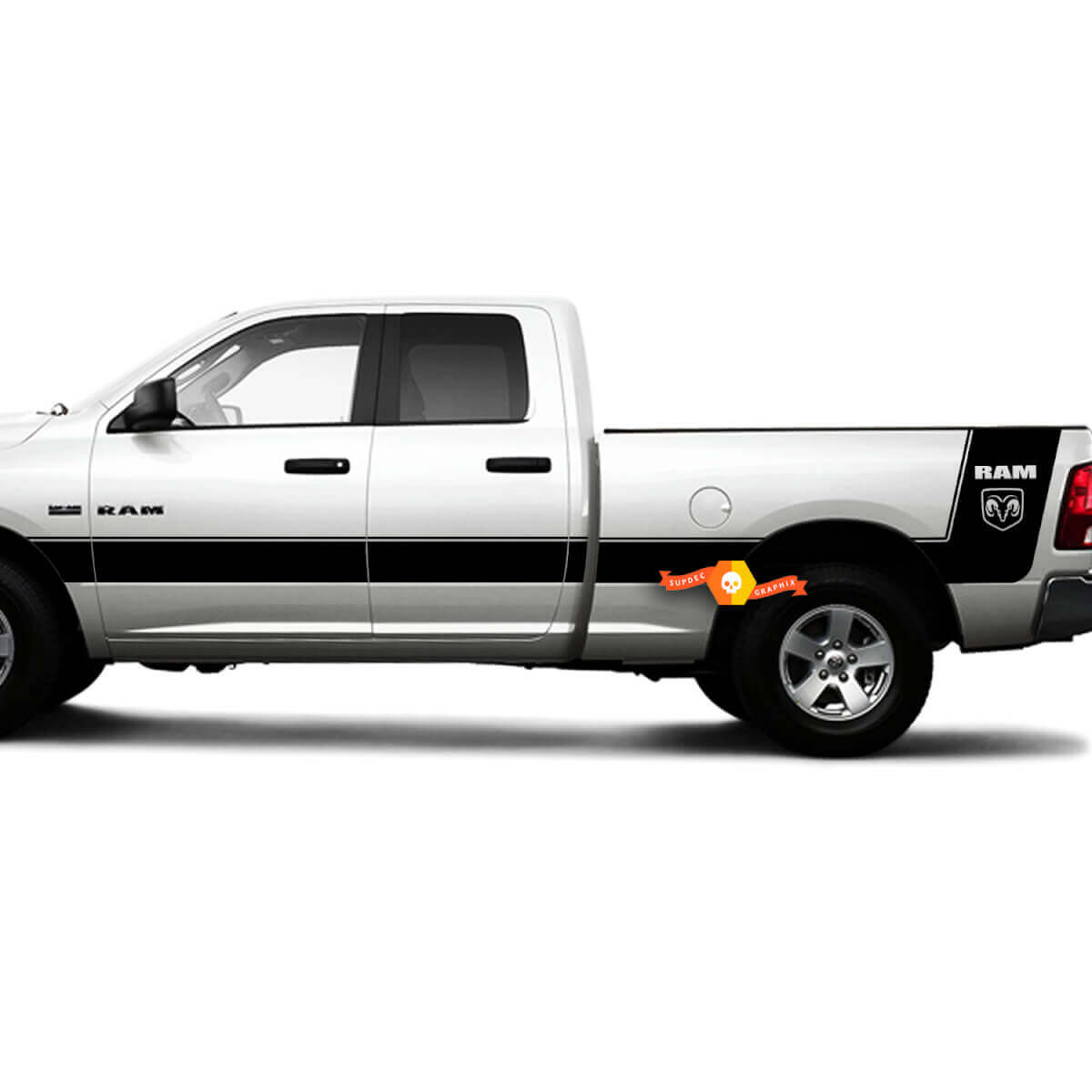 Hemi Style Side Stripes Vinyl Decal Kit for Dodge Ram 1500 2500