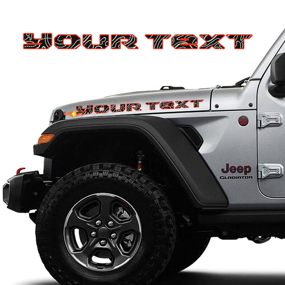 2x Hood Decals Stickers for 2019 - 2023 Jeep Gladiator Topographic Map Topo
