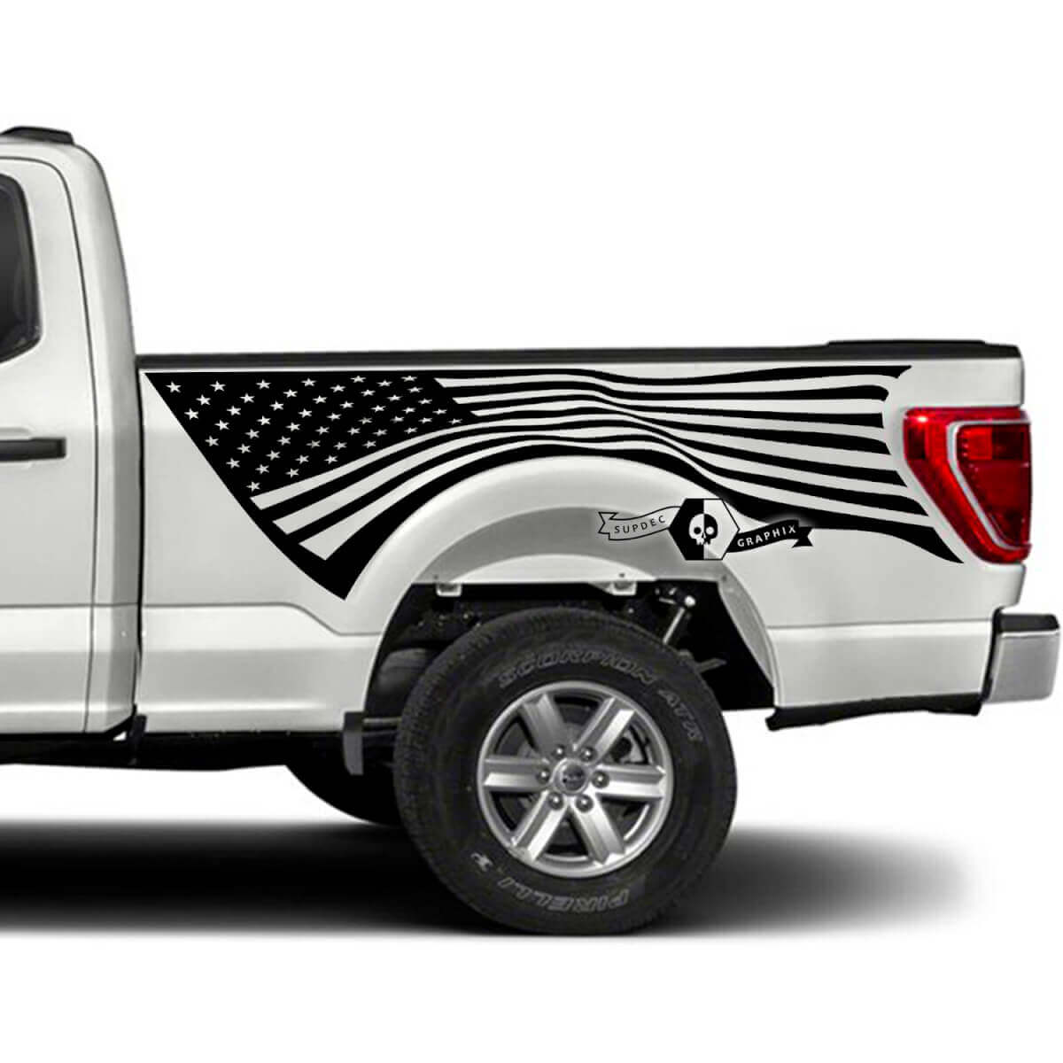 USA Flag Bedside Vinyl Decal Kit for Musclecar truck XLT