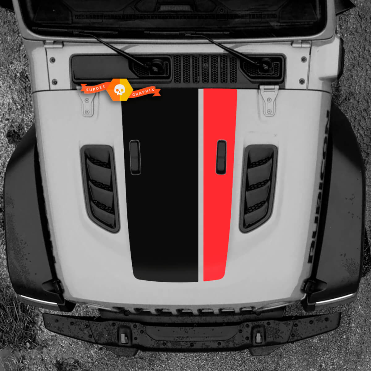 Hood Jeep Rubicon Wrangler Vinyl Hood Scoop Decal Sticker Graphics 2 Colors
