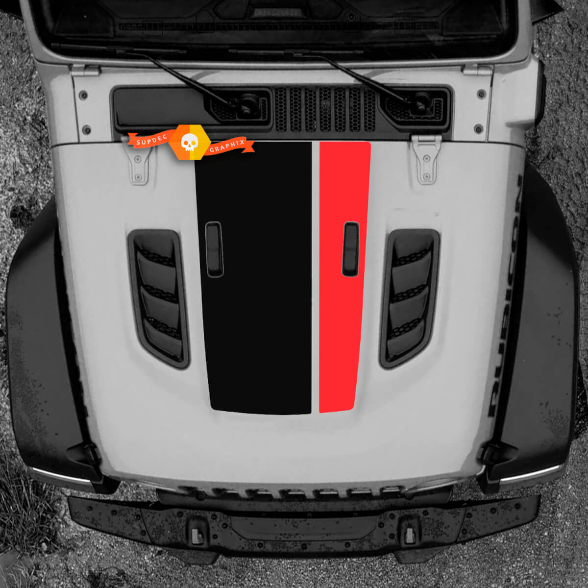 Hood Jeep Rubicon Wrangler Vinyl Hood Scoop Decal Sticker Graphics 2 Colors
