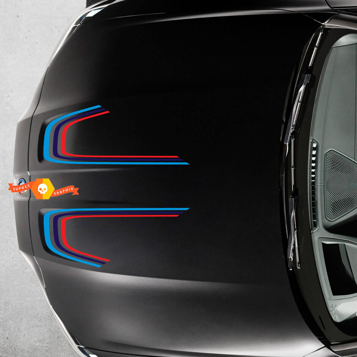 M Style Curved Hood Stripes Vinyl Decals for BMW M3 M4 G80 G82 G83