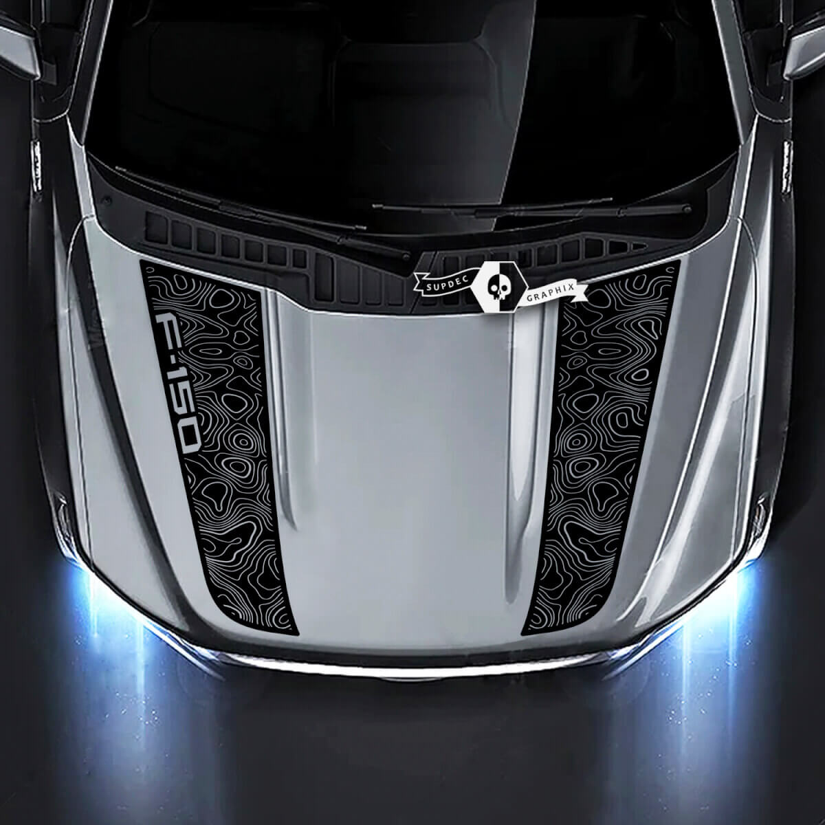 Musclecar truck XLT Hood Topographic Map Graphics Side Decals Stickers
