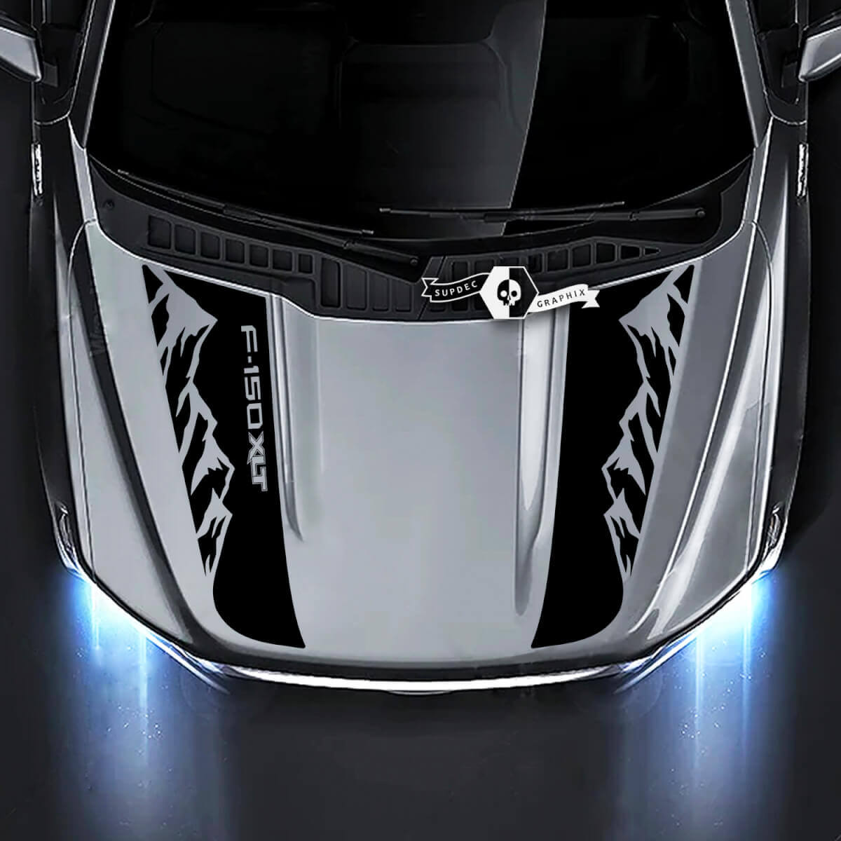 Sticker graphique montagnes capot 2 pour Ford F-150 XLT