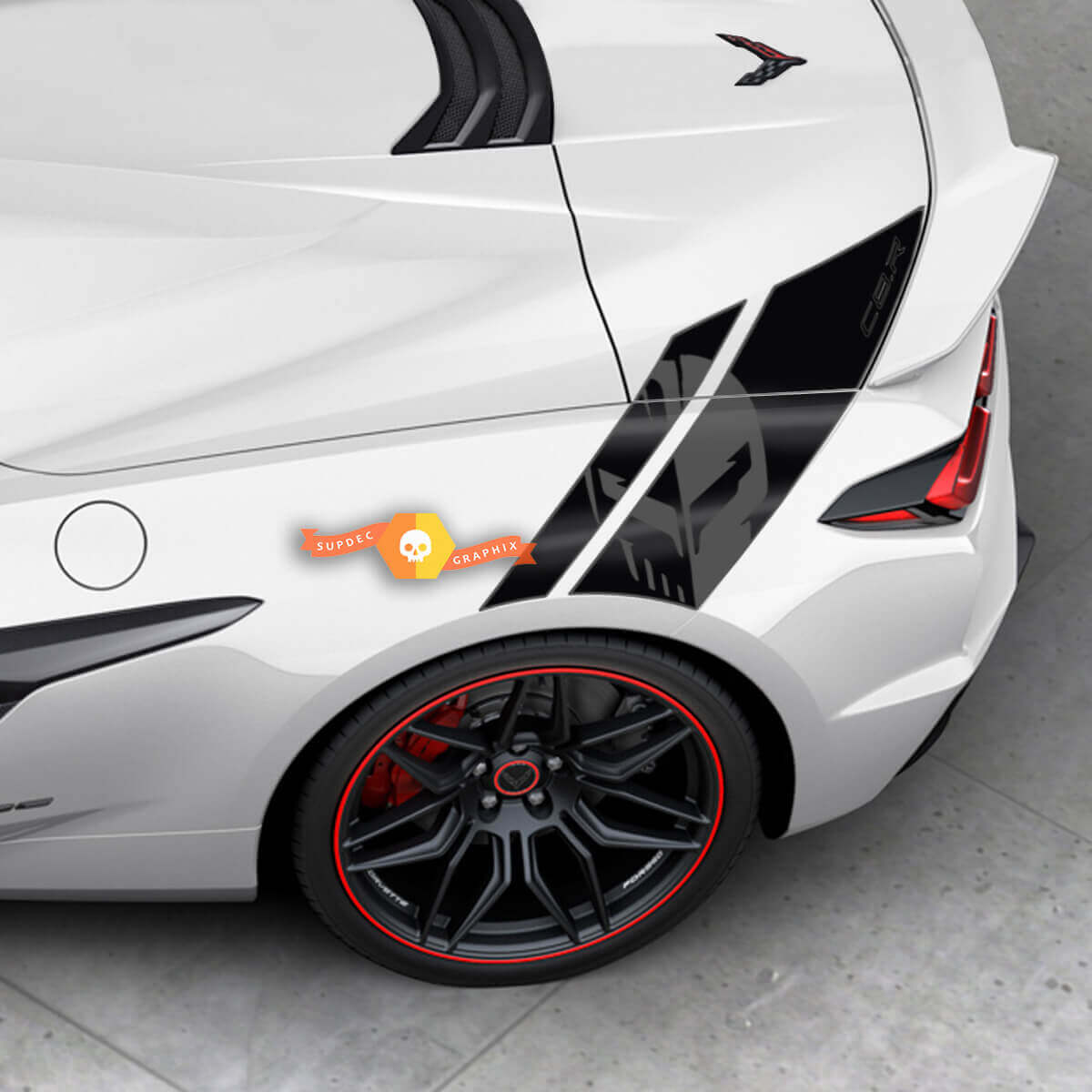 Side Bed Fender Punisher Jake Decal Graphic Sticker Kit Chevy Corvette Z06 C8 2 Colors 2
