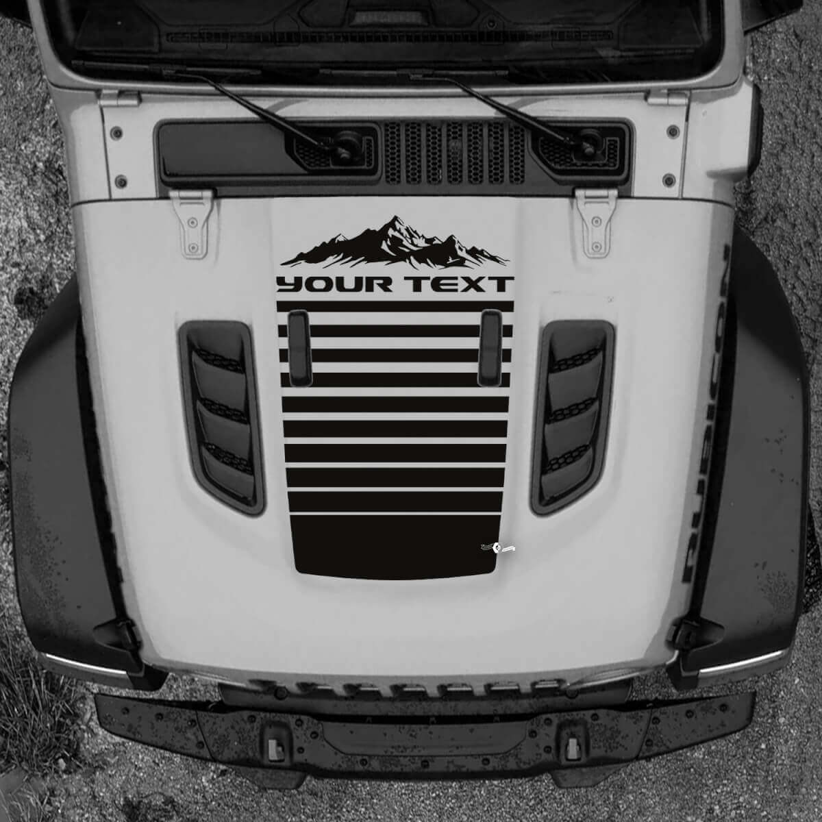 Hood Jeep RUBICON Wrangler JL Vinyl Banner Mountains Lines Decal Sticker Graphics
