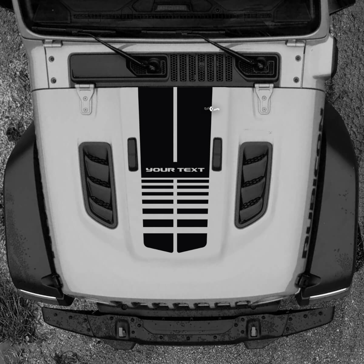 Hood Jeep RUBICON Wrangler JL Vinyl Banner Logo Lines Decal Sticker Graphics
