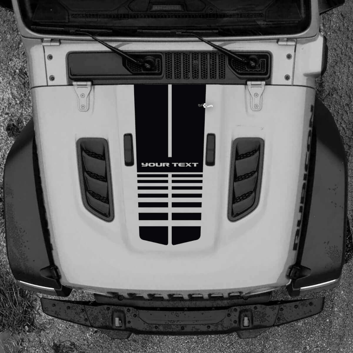 Hood Jeep RUBICON Wrangler JL Vinyl Banner Logo Lines Decal Sticker Graphics
