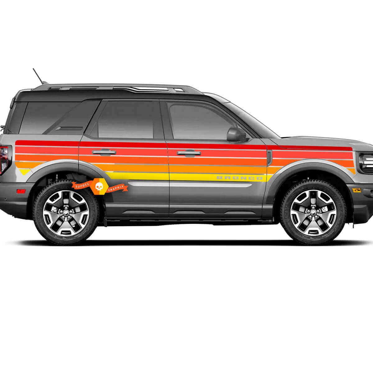 Pair Side Door SunSet Stripes Vinyl Decals Stickers for Ford Bronco
