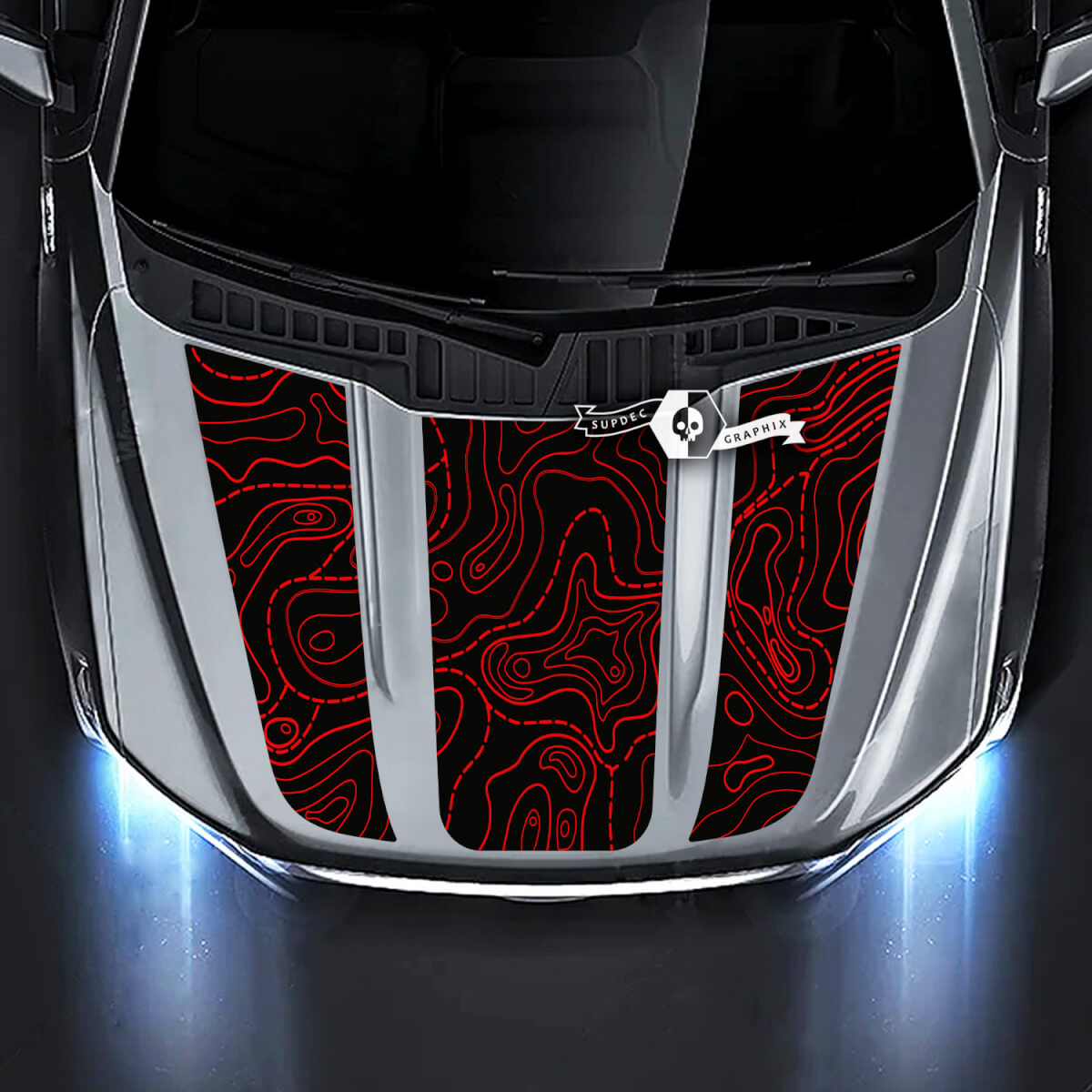 Ford F-150 XL XLT STX LARIAT Hood Full Kit Topographic Map SunSet Vintage Retro Gradient Graphics Side Decals Stickers
