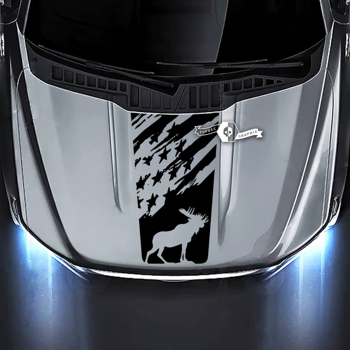 Ford F-150 XL XLT STX LARIAT Hood Moose Flag USA Graphics Decals Stickers
