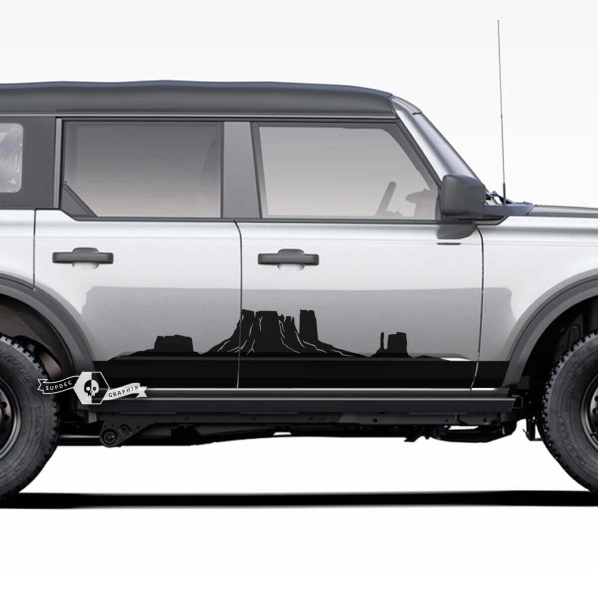 Paquet de 2 Autocollants Décoratifs pour Bas de Caisson Latéraux Monument Valley pour Ford Bronco