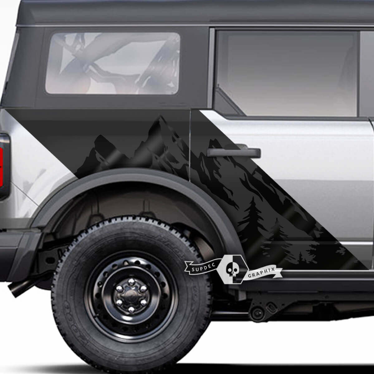 Pair of Style Doors Side Mountains Decals Stickers Forest for Musclecar horse 2 Colors
