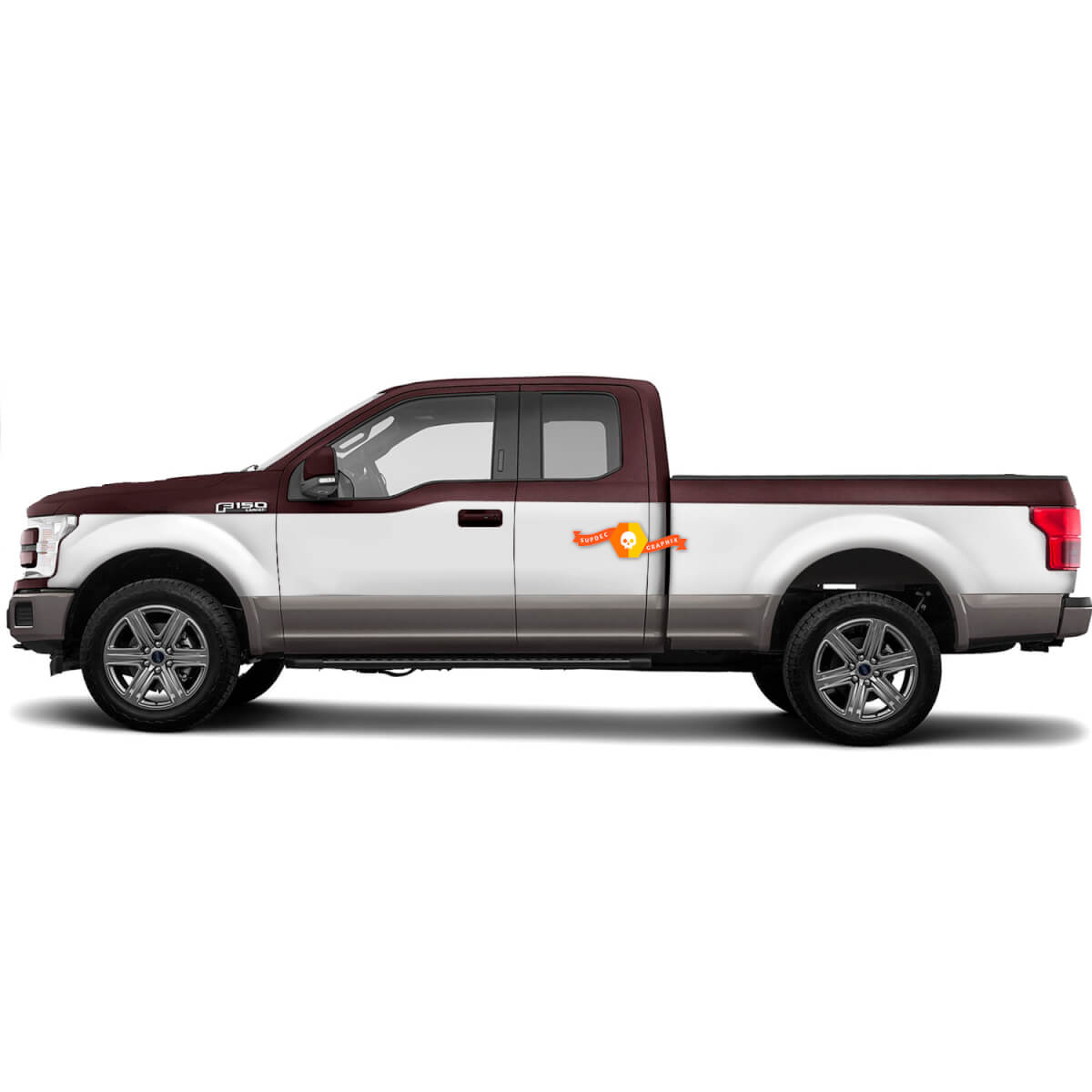 Ford F-150 Supercab not Crew Vinyl Sticker Decal Wrap Kit - Rally Stripes
