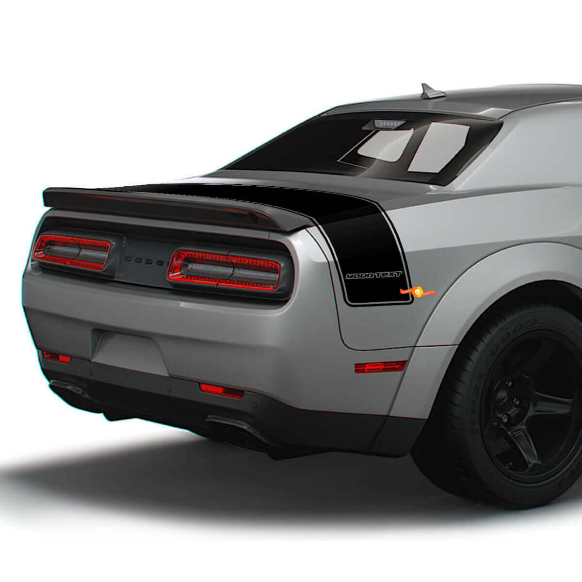 Custom Text Rear Trunk Outline Stripe Vinyl Decals for Dodge Challenger