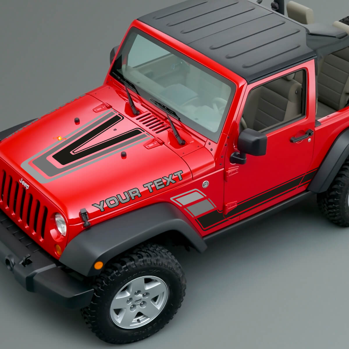 Vintage Stripes Hood & Side Vinyl Decals Kit for Jeep Renegade CJ5 CJ7 