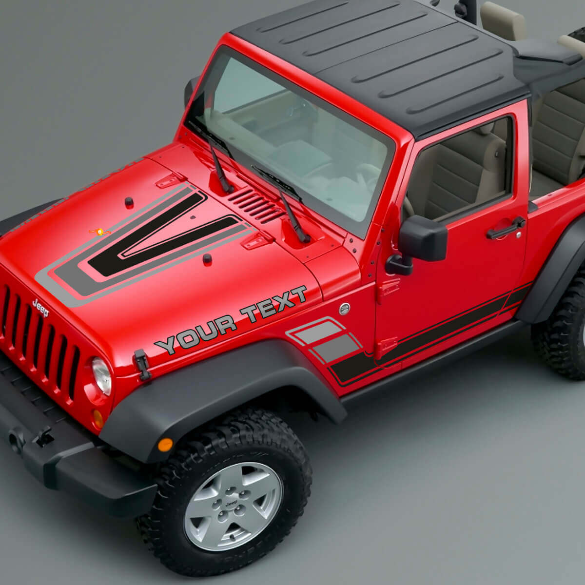 Vintage Stripes Hood & Side Vinyl Decals Kit for Jeep Renegade CJ5 CJ7 