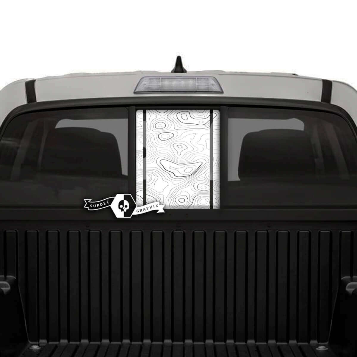 Topographic Map Rear Window Tailgate Vinyl Decals Graphic Sticker for Toyota Tacoma SR5
