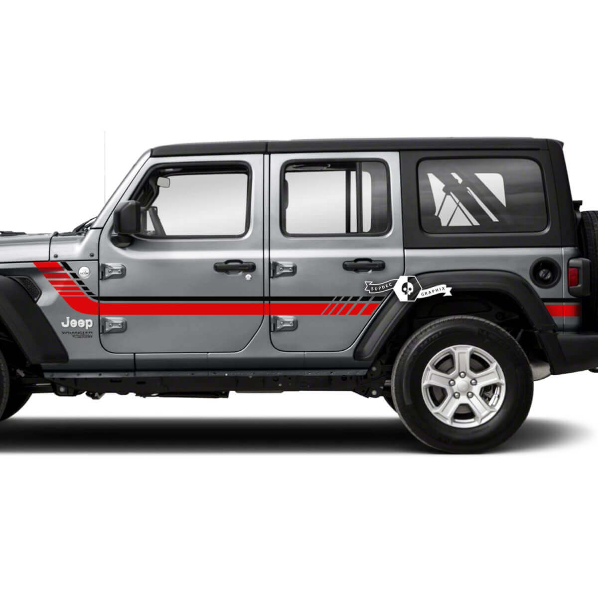 Twin Checkered Side Stripes Vinyl Sticker Decal for Jeep Wrangler Unlimited