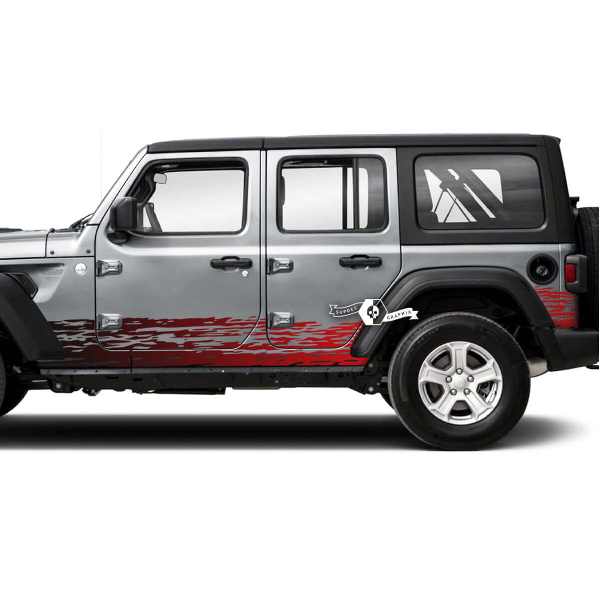 Pair Jeep Wrangler Unlimited Doors Rocker Panel Stripes Mud Splash Side Stripe Vinyl Sticker Decal 2 Colors
