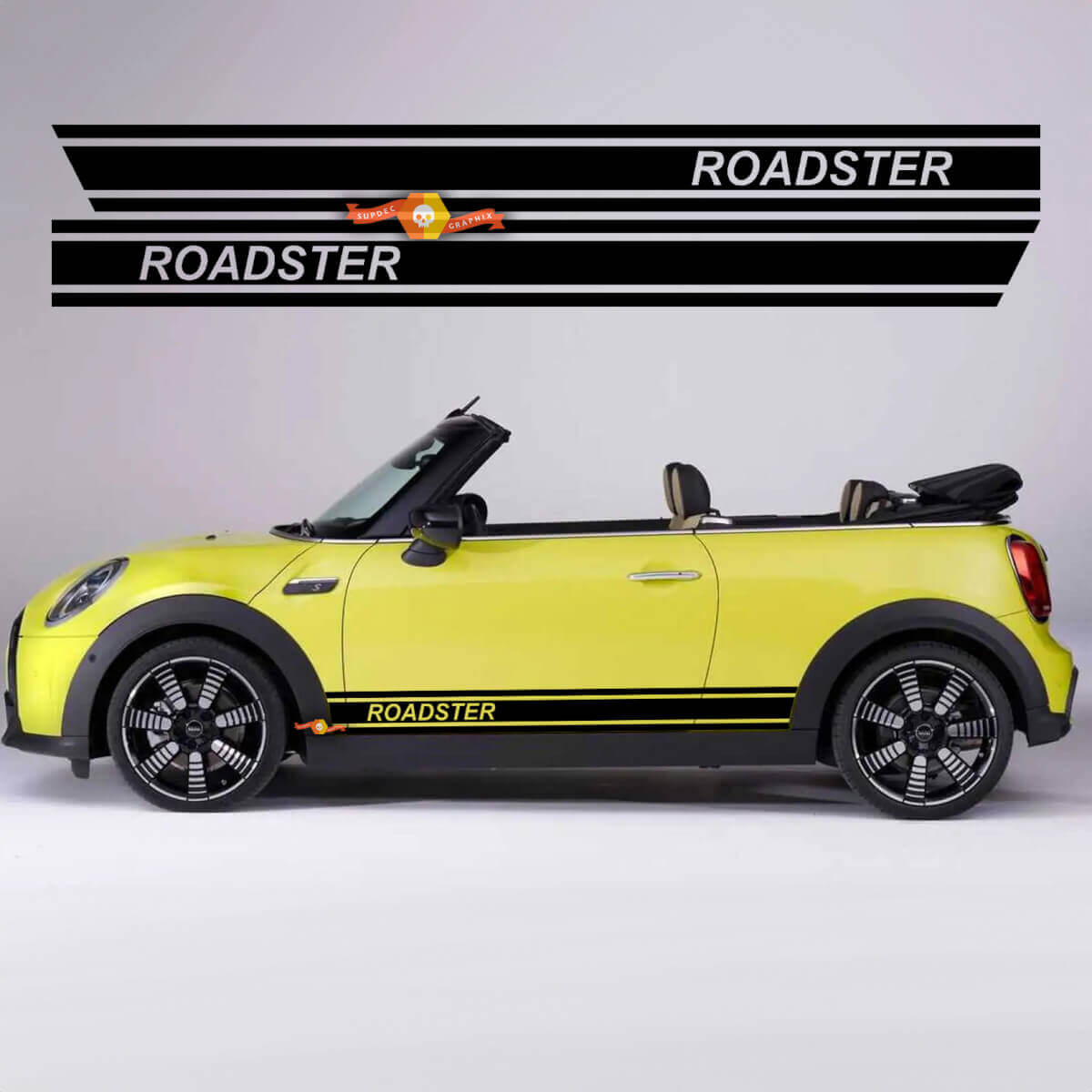 2X Mini Cooper Graphics Strip Roadster Symbol Car Racing Vinyl Decal Sticker
