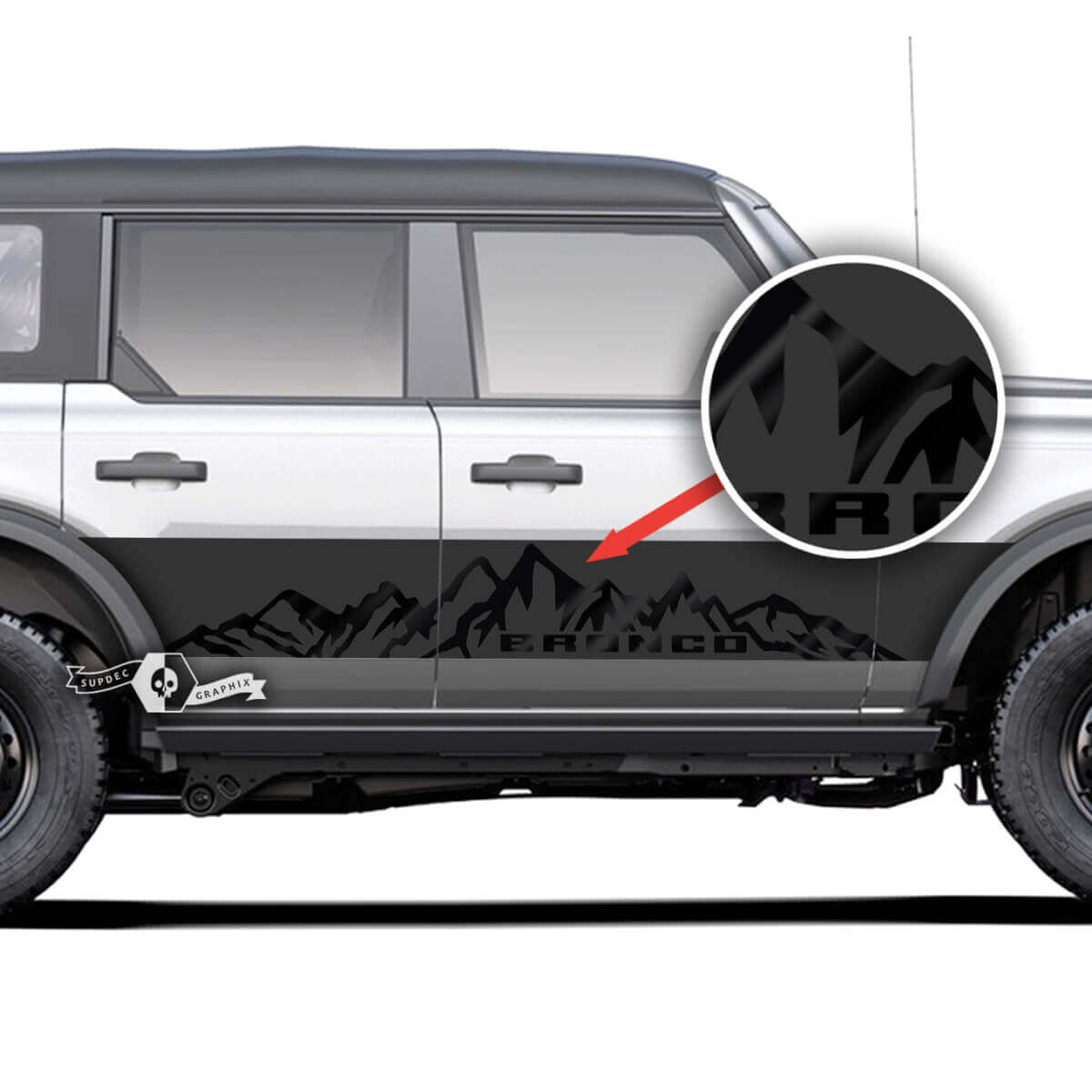 Mountains Style Rocker Panel Side Door Decals 2 for Ford Bronco