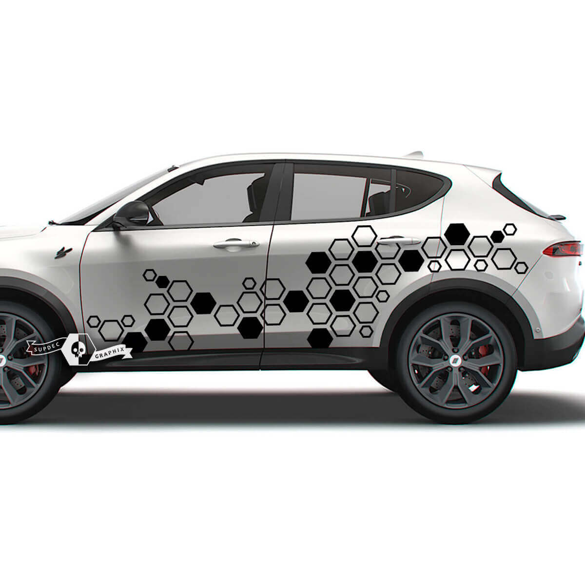 Pair Dodge Hornet Doors Side Stripes Splash Wrap Mud Fender Honeycomb Logo Vinyl Decals Stickers
