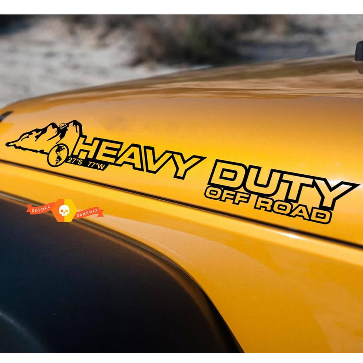 Heavy Duty Bonnet Vinyl Sticker Decal Pair for Jeep Wrangler Rubicon Sahara JK CJ TJ YJ