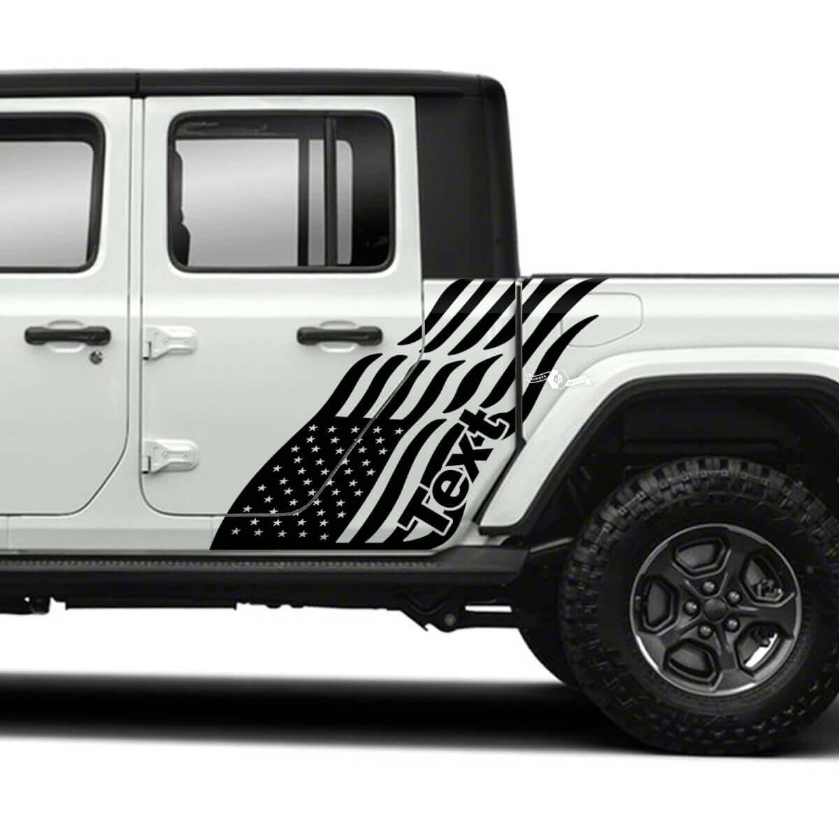 Pair of Jeep Gladiator Side USA Flag Doors Stickers Decals Vinyl Graphics Stripe
