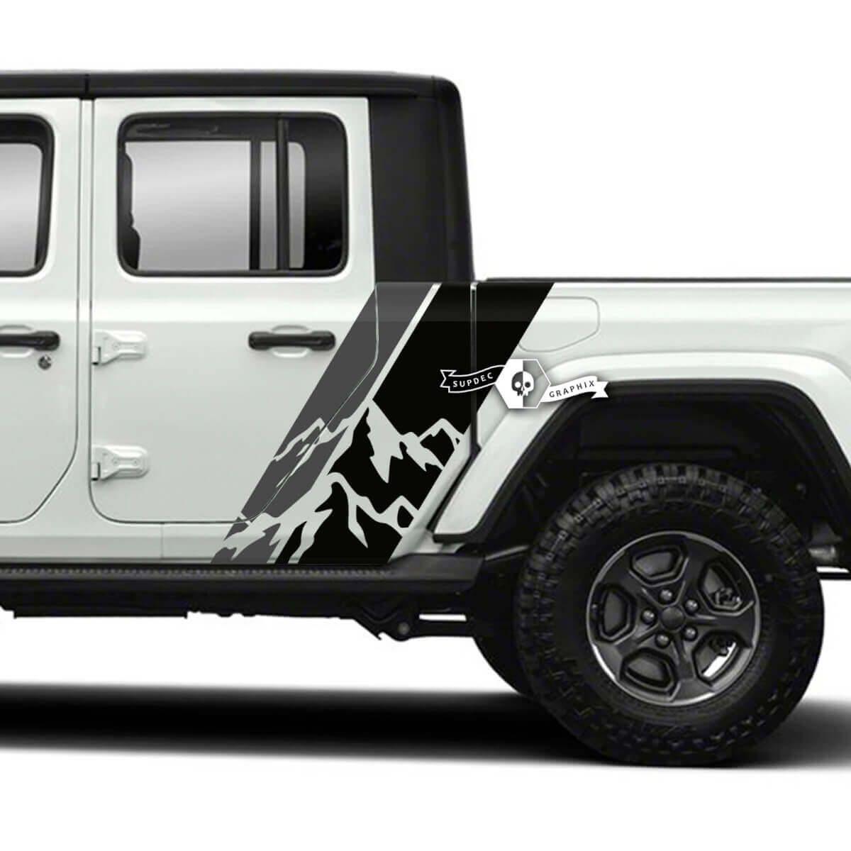 Pair of Jeep Gladiator Side Mountains  Stickers Decals Vinyl Graphics Stripe kit 2 Colors
