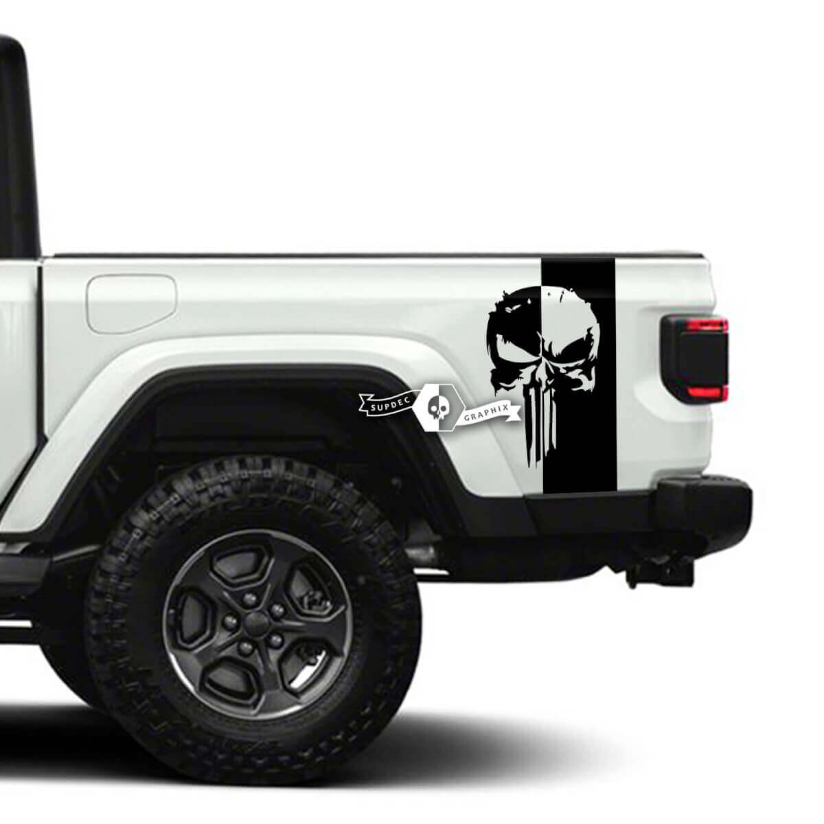 Pair of Jeep Gladiator Side Punisher Stickers Decals Vinyl Graphics Stripe
