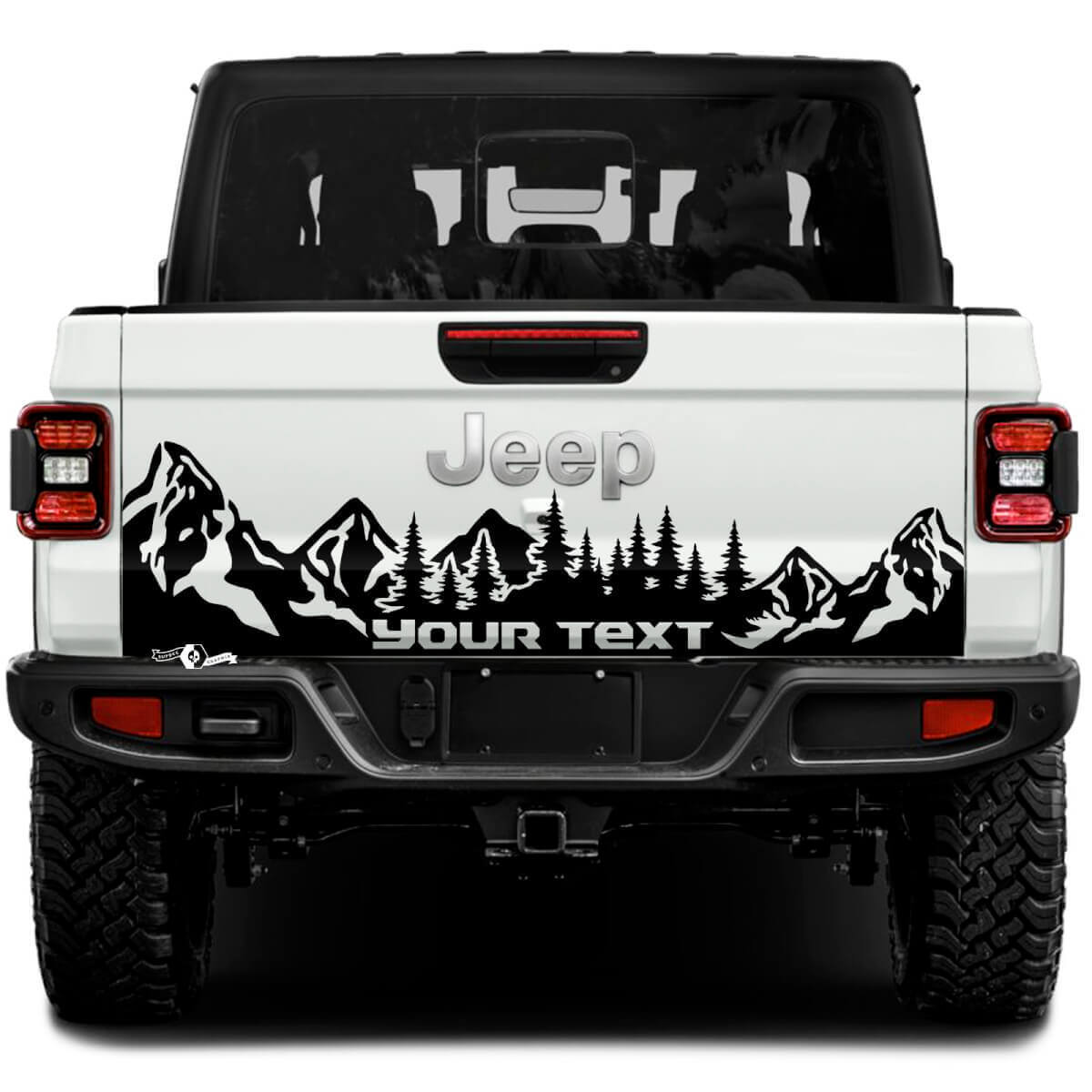 Custom Text Mountain Forest Tailgate Vinyl Decal for Jeep Gladiator