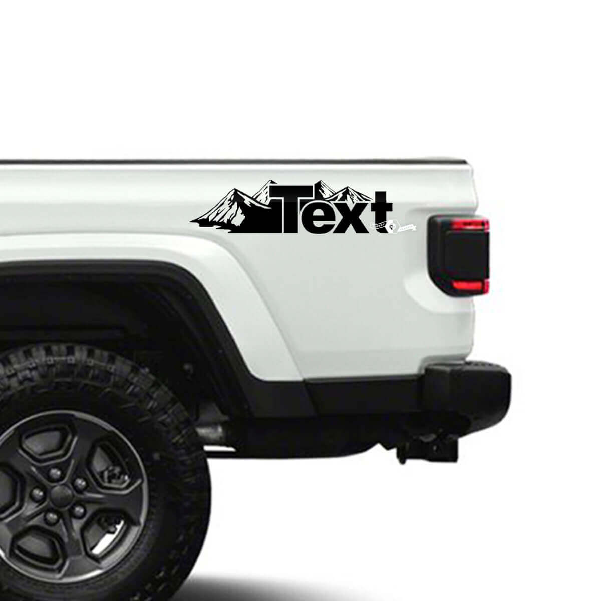 Custom Text Mountain Style Side Vinyl Decals for Jeep Gladiator 