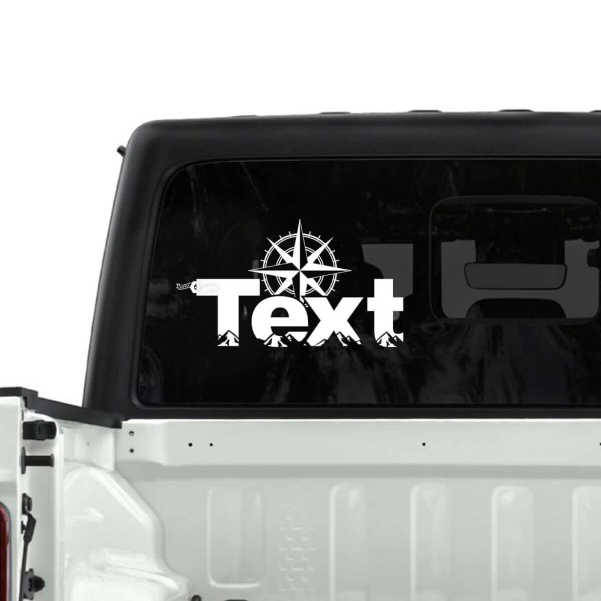 Jeep Gladiator Rear Window Forest Mountains Compass Stickers Decals Vinyl Graphics
