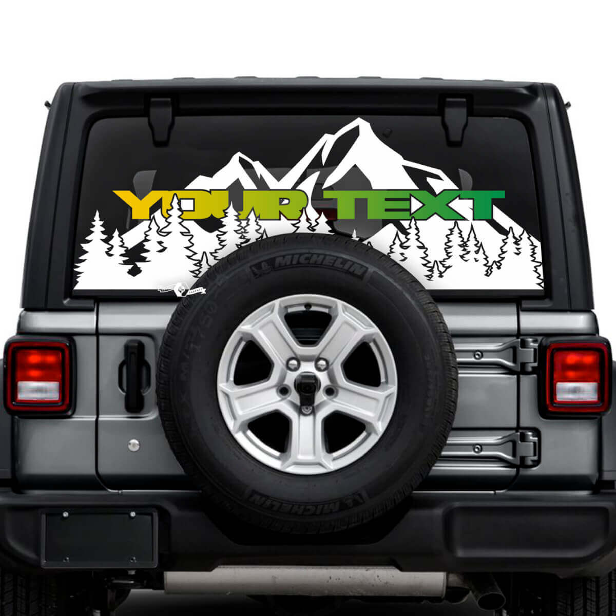 Jeep Wrangler Unlimited Rear Window Mountains Forest Stickers Decals Vinyl Graphics
