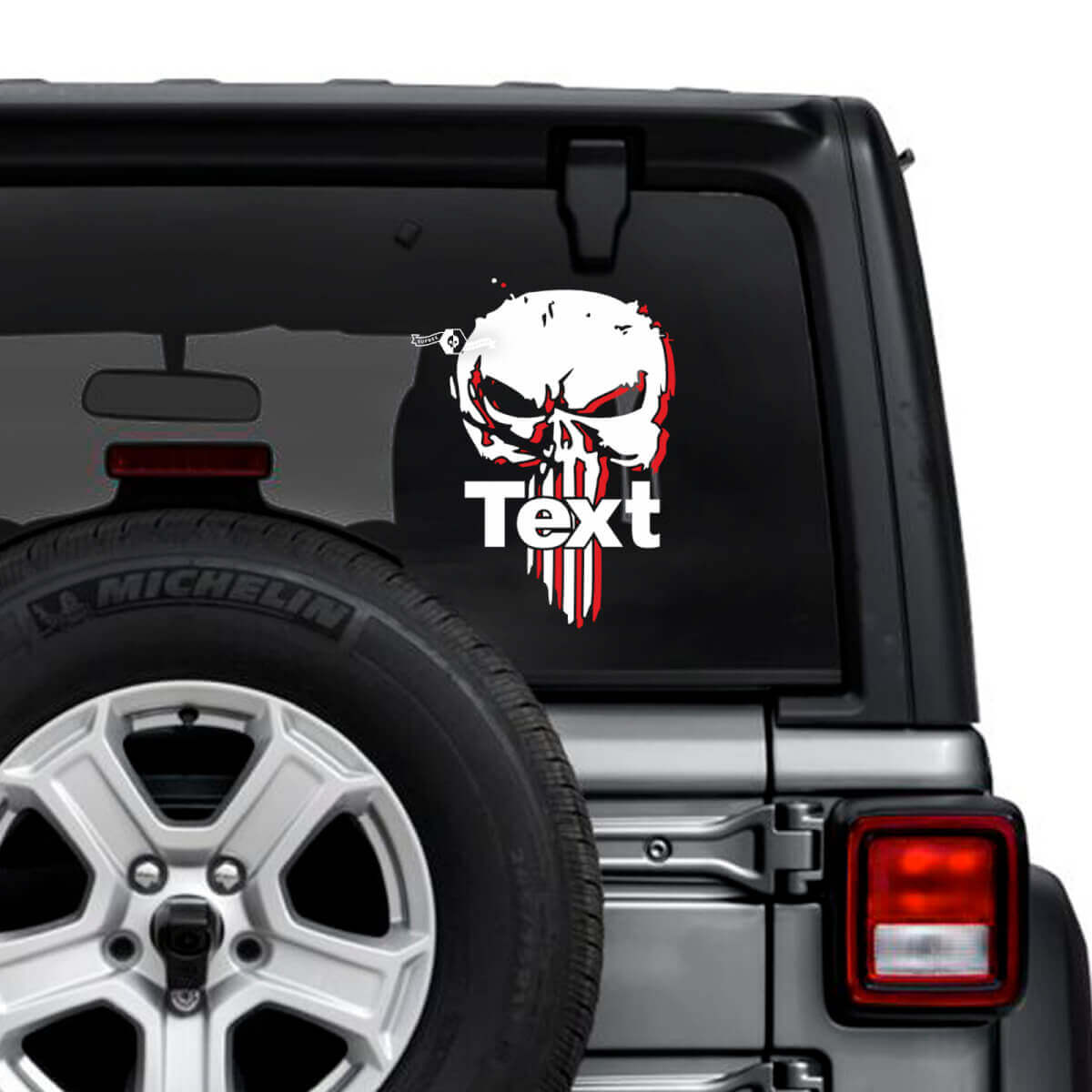 Jeep Wrangler Unlimited Rear Window Punisher Shadow Stickers Decals Vinyl Graphics 2 Colors
