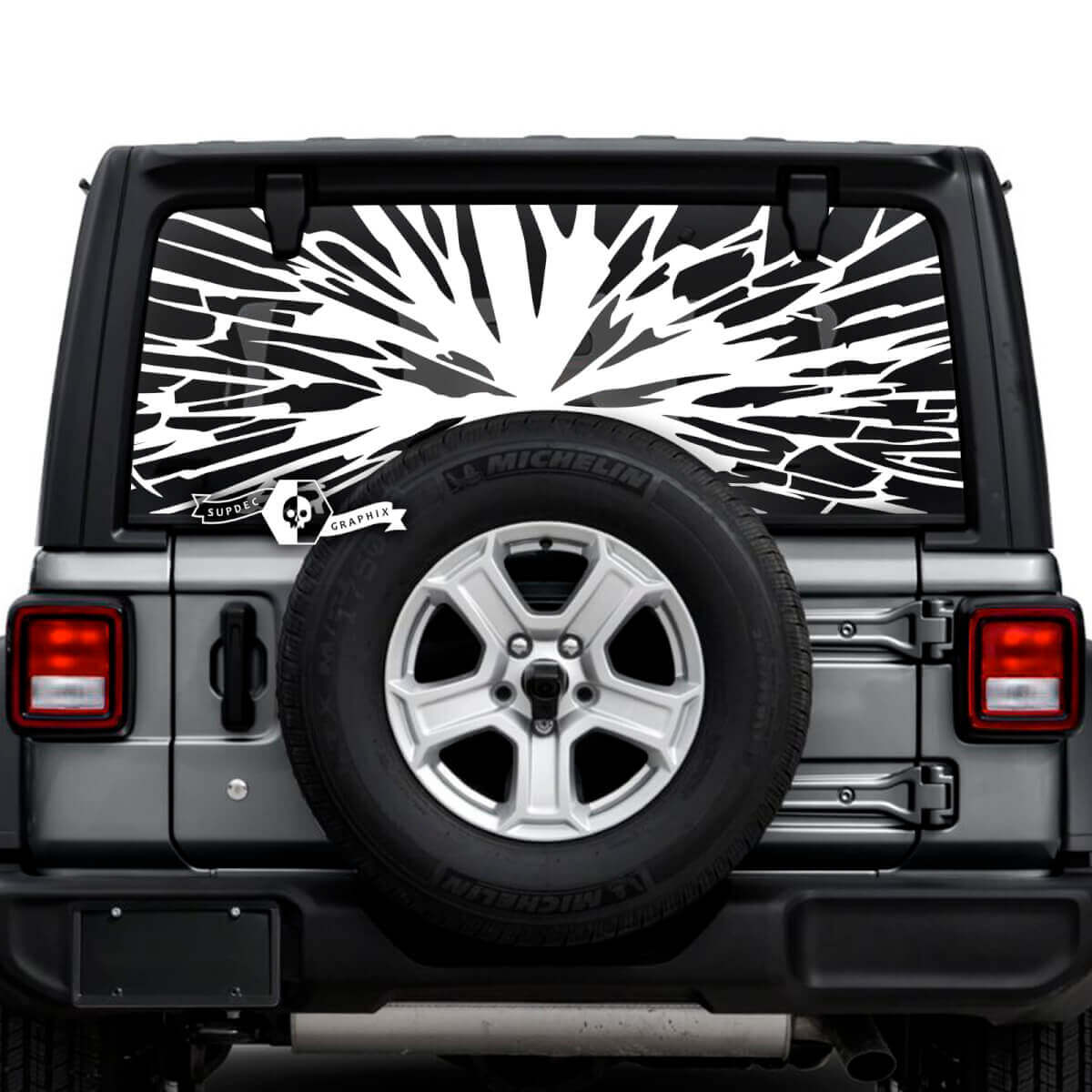 Jeep Wrangler Unlimited Rear Window Web Logo Stickers Decals Vinyl Graphics
