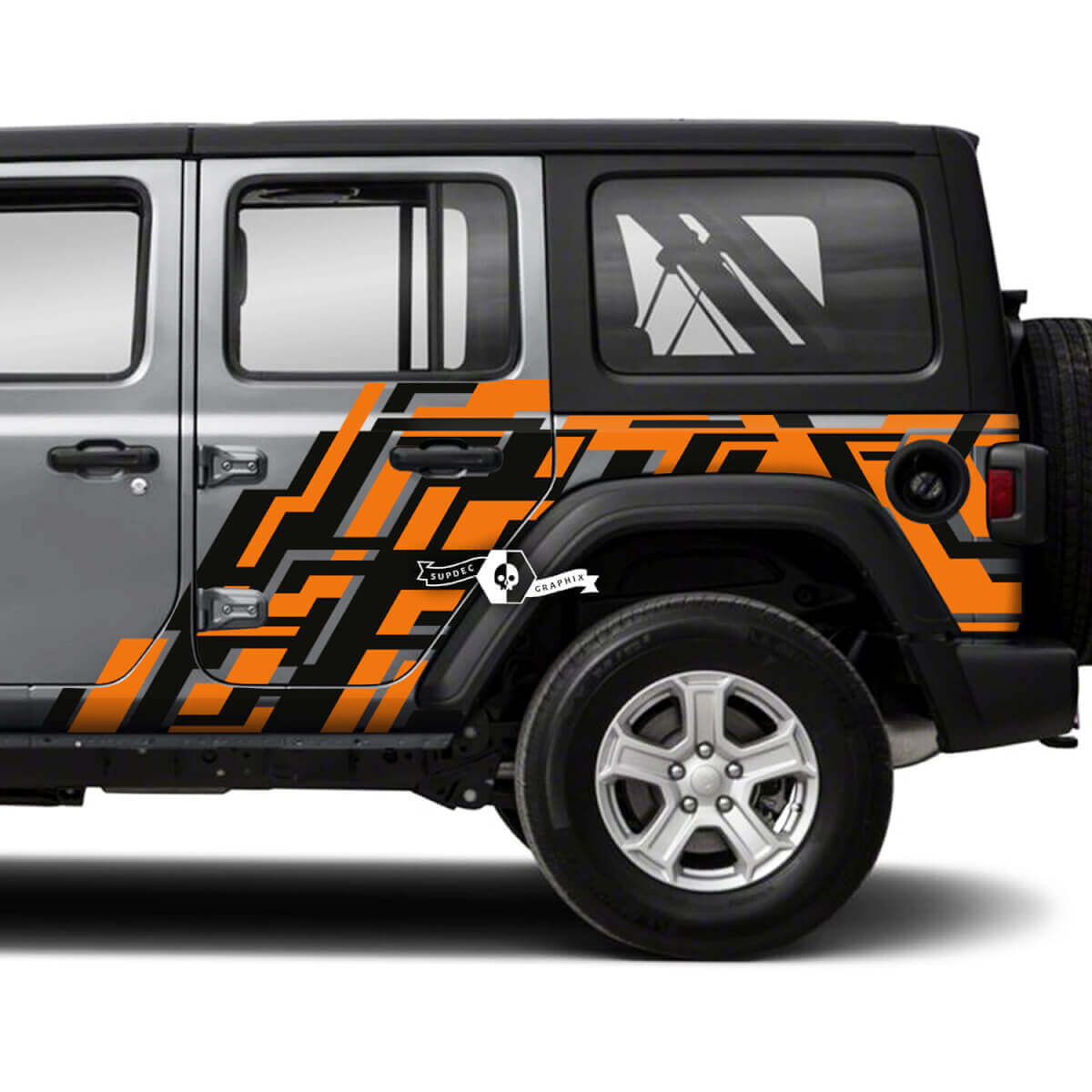 Pair of Jeep Wrangler Unlimited Side Doors Splash Geometry Stickers Decals Vinyl Graphics Stripe
